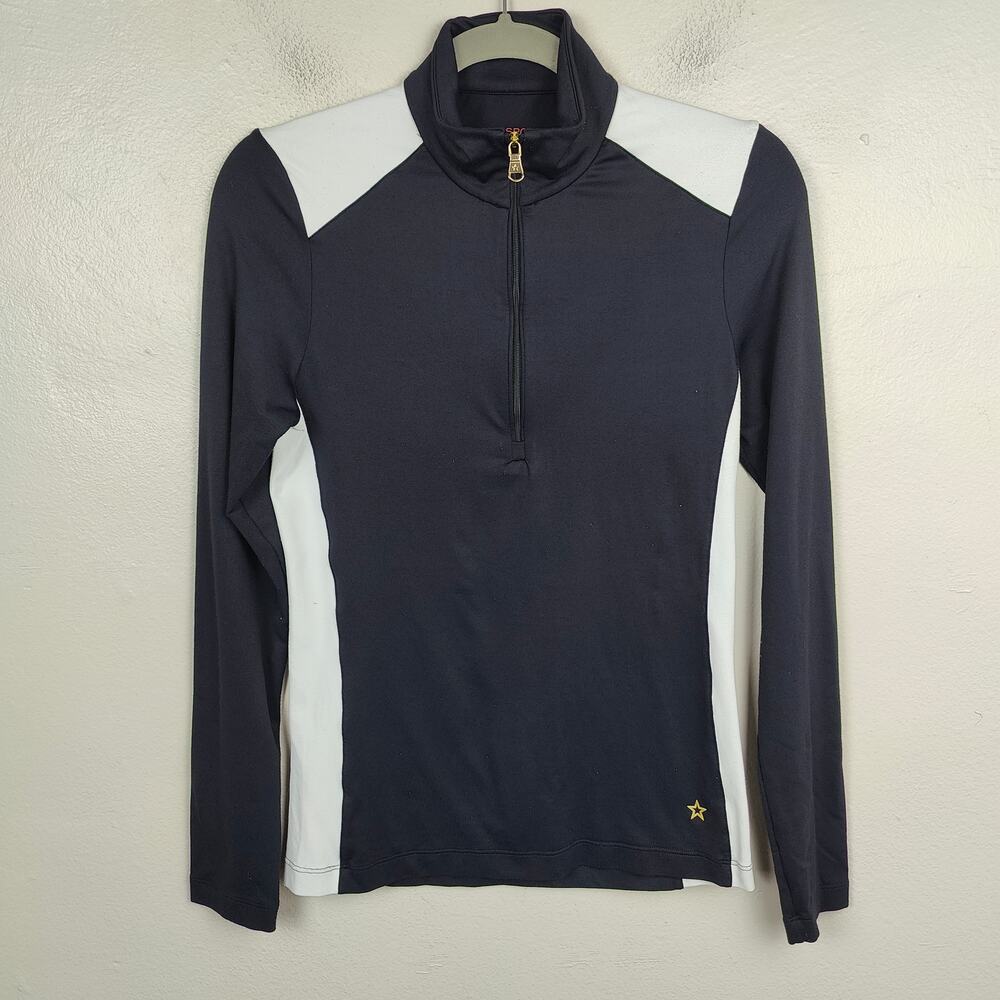 Lohla Sport 1/2 Zip Sweater‎ Womens XS Black White Colorblock Golf Top Stretch